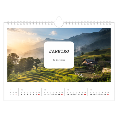 Calendário A4 horizontal — A história completa [Janeiro]