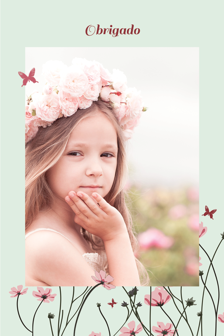 Cartões de agradecimento — Borboletas e flores