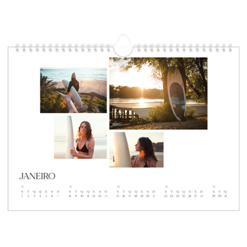 Calendário de Fotografias A4 Paisagem — Pôr do sol surfista