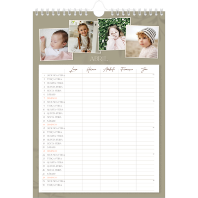 Agenda familiar A4 — Planificador realista - Família de 5 [Abril]