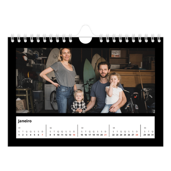 Calendário de Fotografias A5 Paisagem — Margem preta