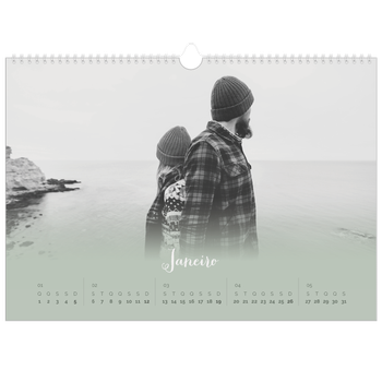Calendário fotográfico horizontal A3 — Verde enevoado