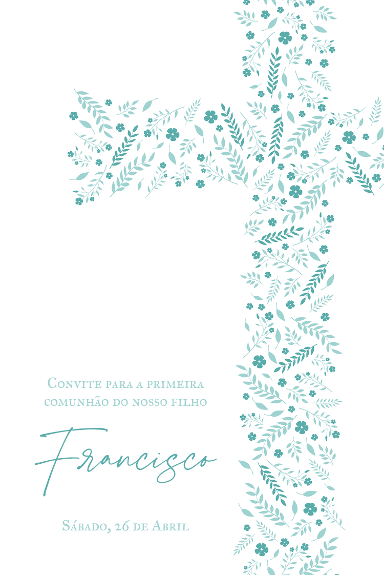 Convites — Cruz floral azul-turquesa