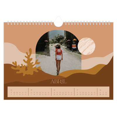 Calendário A4 horizontal — Montanhas neutras [Abril]