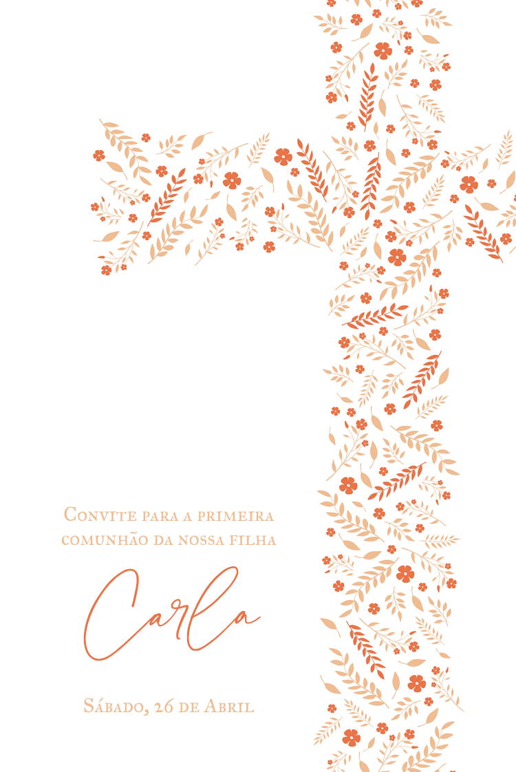 Convites — Cruz floral pêssego