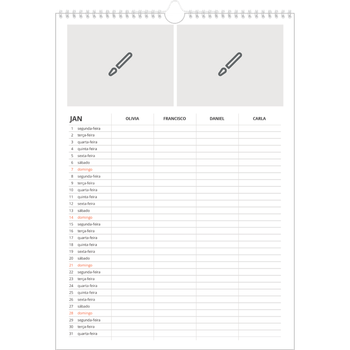 Calendário fotográfico A3 — Desenhe o seu próprio produto - Família de 4