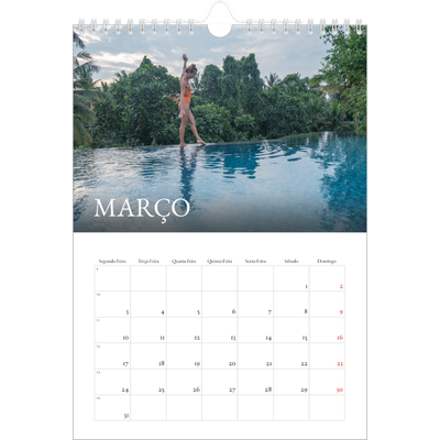 Calendário fotográfico A4 — Serifa simples [Março]