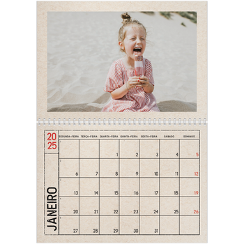 Calendário fotográfico duplo A4 — Efeito de carimbo de artesanato