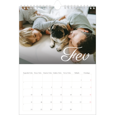 Calendário fotográfico A4 — Mês escrito à mão [Fevereiro]