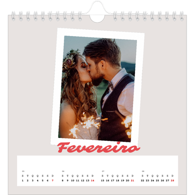 Calendário quadrado — Assinado a carmim [Fevereiro]