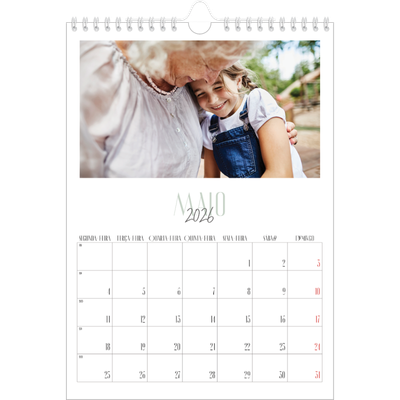 Calendário fotográfico A4 — Tipografia mista [capa]