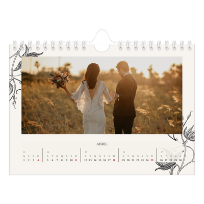 Calendário A5 horizontal — Tinta e hera [Abril]