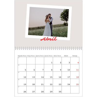 Calendário A4 duplo — Assinado a carmim [Abril]