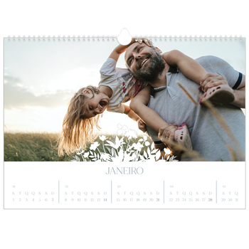 Calendário fotográfico horizontal A3 — Motivo floral