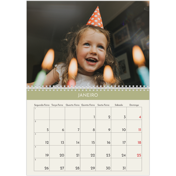 Calendário fotográfico duplo A4 — Capítulos pastel