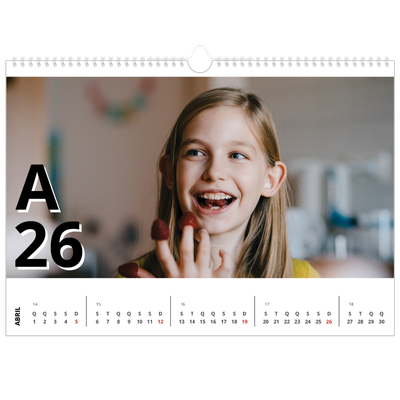 Calendário A3 Horizontal — Estilo de carta [Abril]