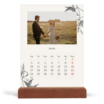 Calendário de mesa com suporte em madeira - vertical  — Tinta e hera [capa]