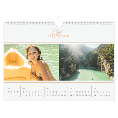 Calendário A4 horizontal — Faixa de script dourada [capa]