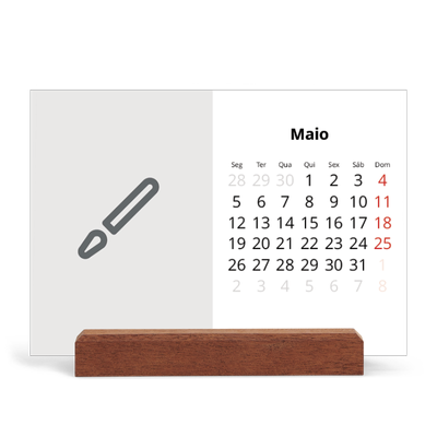 Calendário de mesa com suporte em madeira - horizontal  — Desenhe o seu próprio produto [capa]