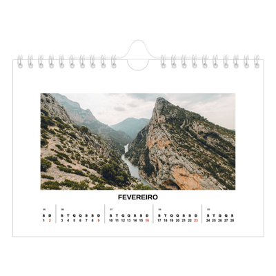 Calendário A5 horizontal — Fotografia simples [Fevereiro]