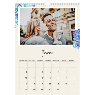 Calendário A3 — Flores pintadas [Fevereiro]