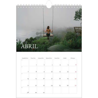 Calendário fotográfico A4 — Serifa simples [Abril]