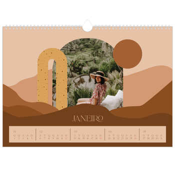 Calendário fotográfico horizontal A3 — Montanhas neutras
