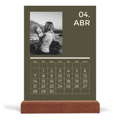 Calendário de mesa com suporte em madeira - vertical  — Contemporâneo arrojado [Abril]