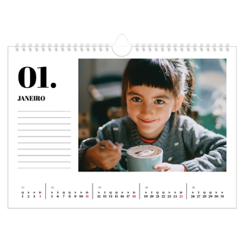 Calendário de Fotografias A4 Paisagem — Serif e momentos