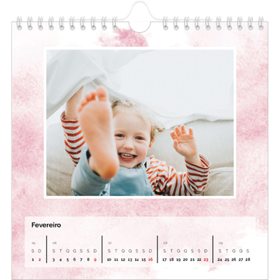 Calendário quadrado — Fundos de aquarela [Fevereiro]