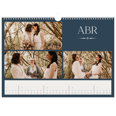 Calendário A3 Horizontal — Ardósia e serifas [Abril]