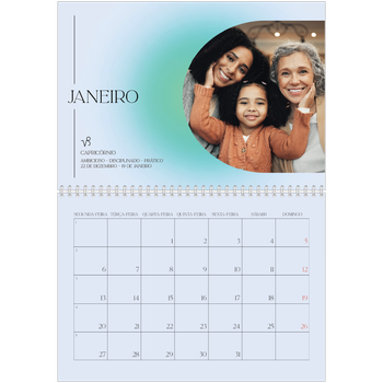 Calendário fotográfico duplo A4 — Degradê de astrologia