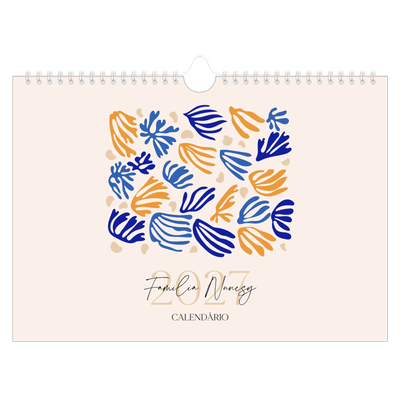 Calendário A4 horizontal — Coral minimalista [capa]
