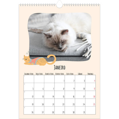 Calendário A3 — Patas de gato e garatujas [Janeiro]