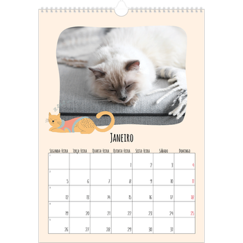 Calendário fotográfico A3 — Patas de gato e garatujas