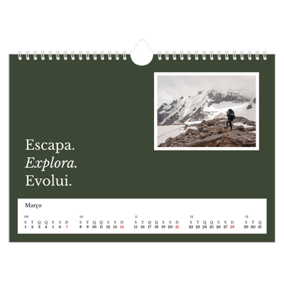Calendário A4 horizontal — Terra editorial [Março]