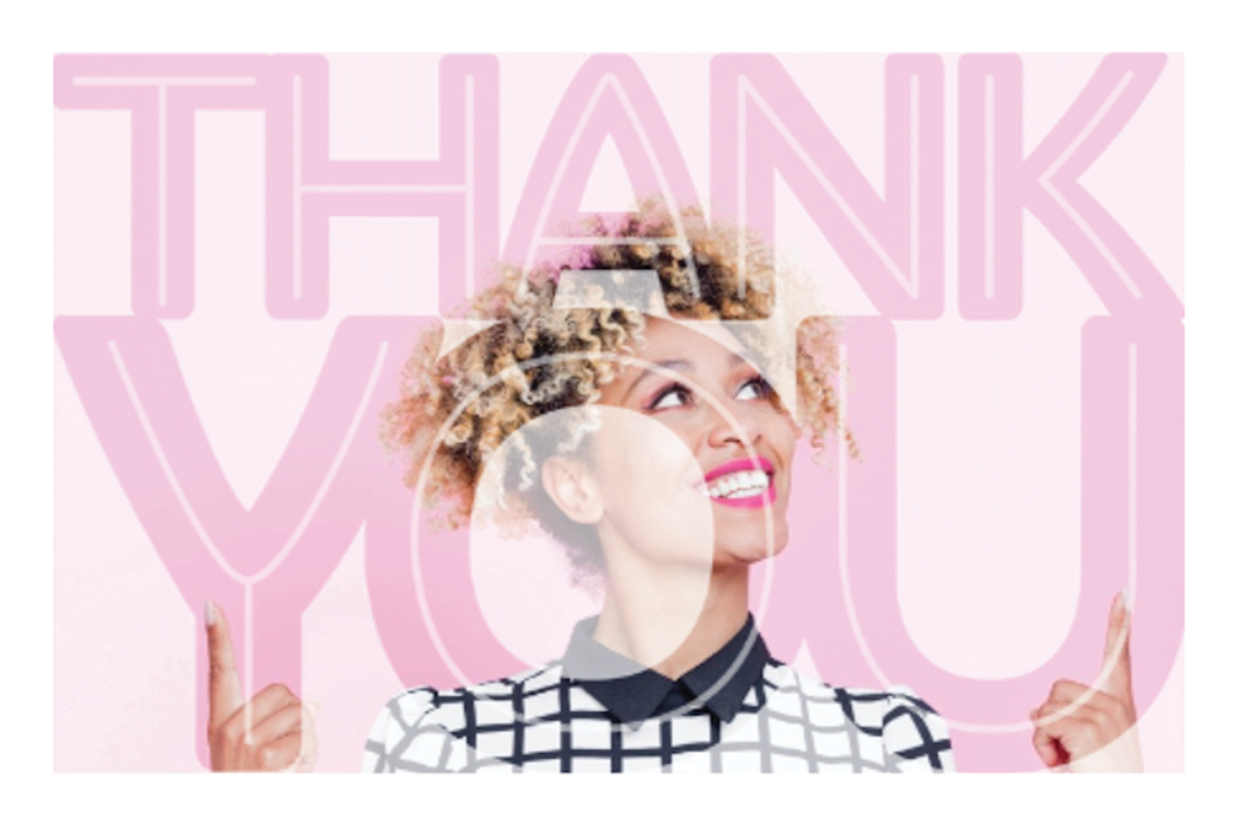 Cartões de agradecimento — Agradecimento em tamanho grande
