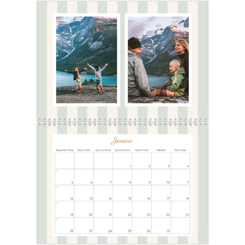 Calendário fotográfico duplo A4 — Escrita e riscas
