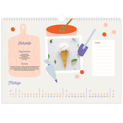 Calendário A3 Horizontal — Receitas do ano [Março]