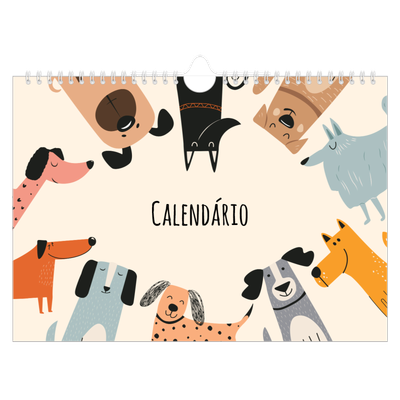 Calendário A4 horizontal — Patas de cão e rabiscos [capa]