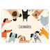 Calendário A4 horizontal — Patas de cão e rabiscos [capa]