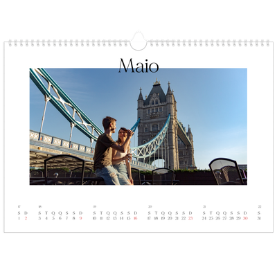 Calendário A3 Horizontal — O meu diário de viagem [Maio]