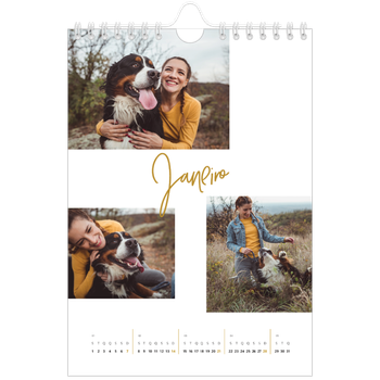 Calendário A5 — Marcador dourado