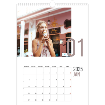 Calendário fotográfico A3 — Número de meses