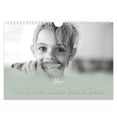 Calendário A4 horizontal — Verde enevoado [capa]