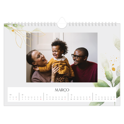 Calendário A4 horizontal — Salpicos florais [Março]