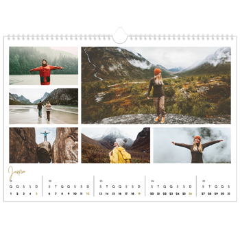 Calendário fotográfico horizontal A3 — Texto para rabiscar