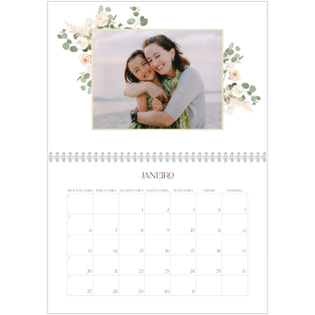 Calendário fotográfico duplo A4 — Boho