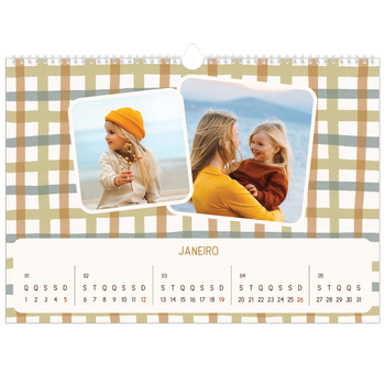 Calendário fotográfico horizontal A3 — Padrões retro