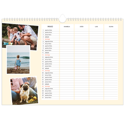 Calendário de família horizontal A3 — Planificador moderno - Familia de 4 [capa]